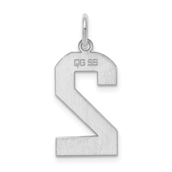Sterling Silver, Athletic Collection, Large Polished Number 2 Pendant - Picture 3 of 5